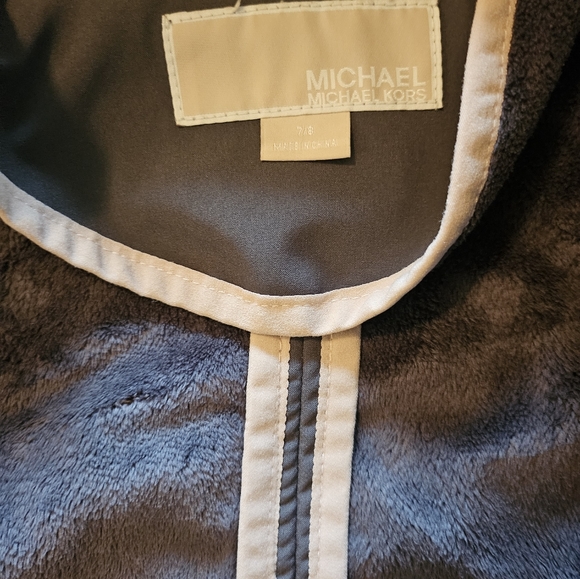 Little Girls Size 7/8 Michael Kors MK Gray and Tan Nude Beige Peacoat Jacket - Picture 5 of 6